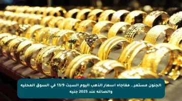 الجنون مستمر.. مفاجأة أسعار الذهب اليوم السبت 13/9 في السوق المحلية والصاغة عند 2025 جنيه
